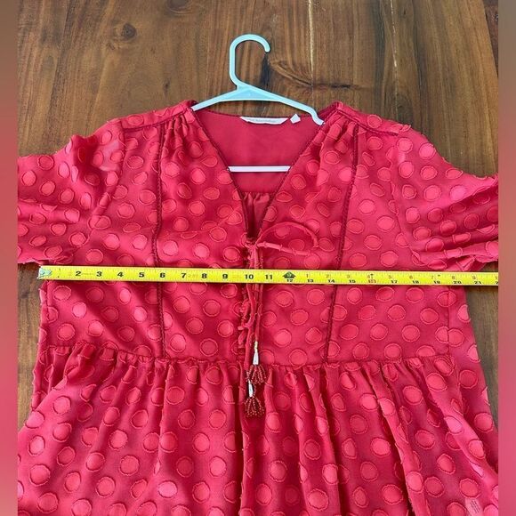 Soft Surroundings Besito Blouse red polka dot bell sleeve sz M - Picture 11 of 15